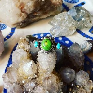 Boho Mojave turquoise ring 925 sterling silver